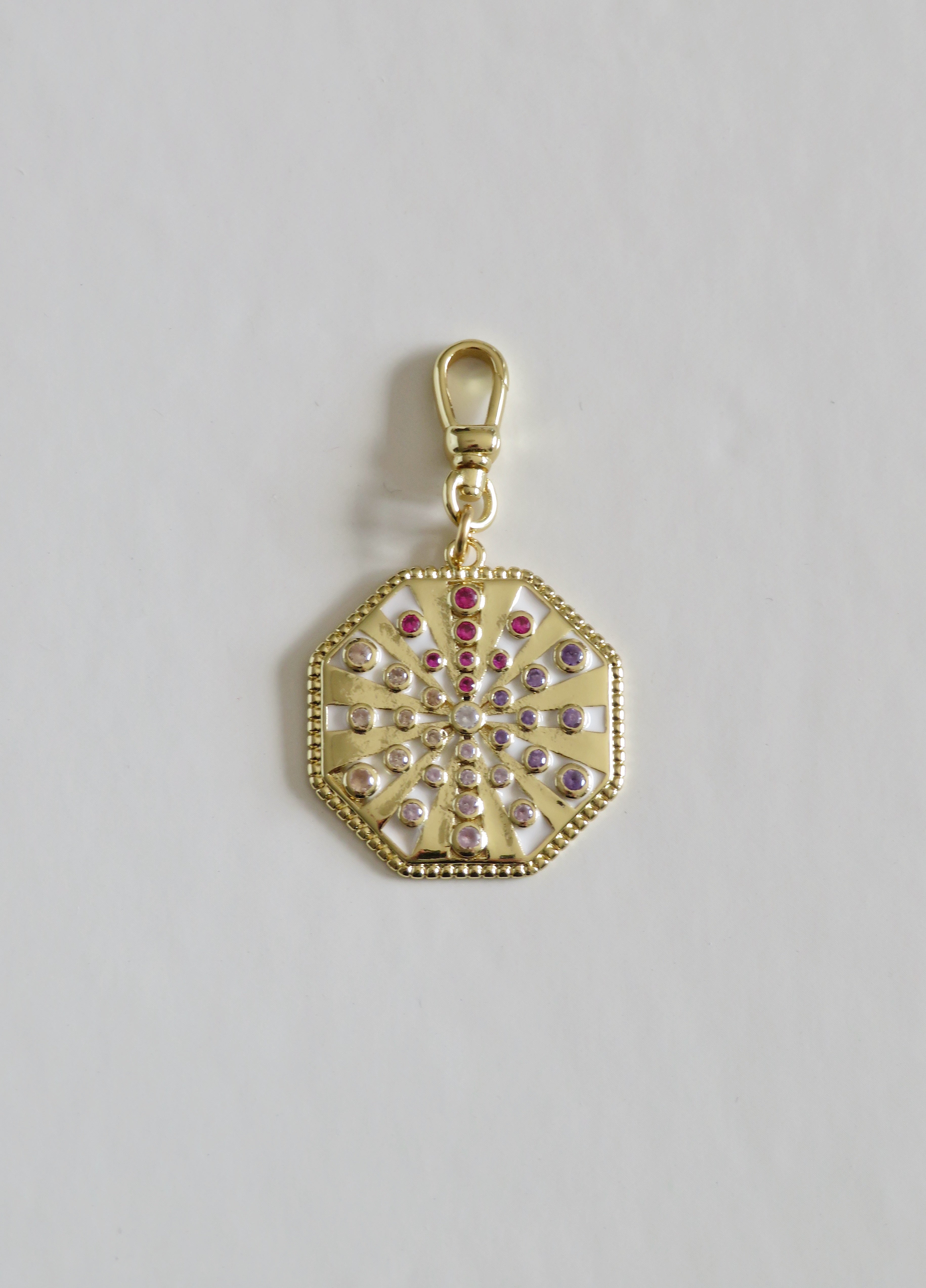 Colorful Octogan Pendant on Swivel Clasp