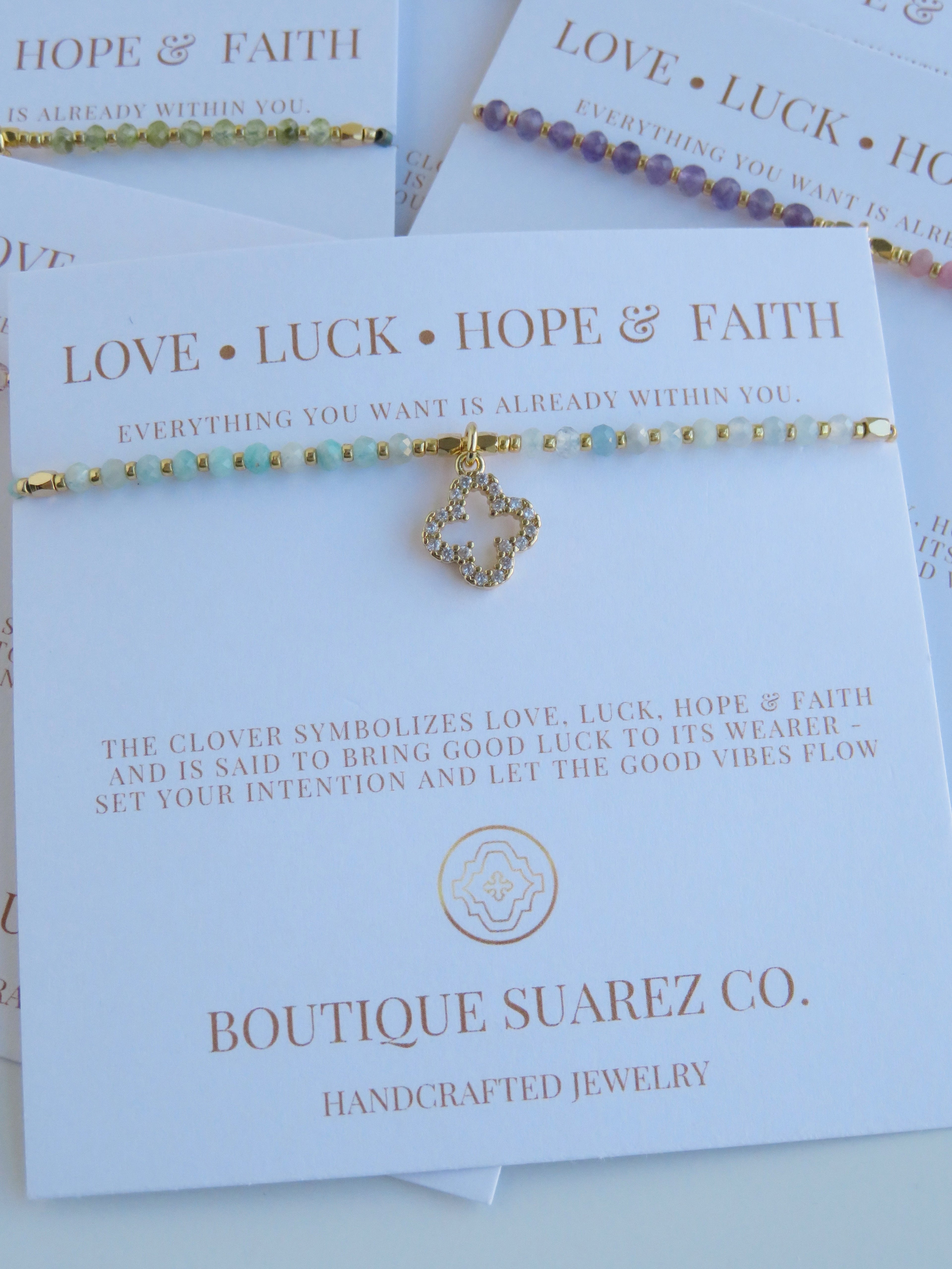 Love. Luck. Hope. Faith - Kira Clover Bracelet
