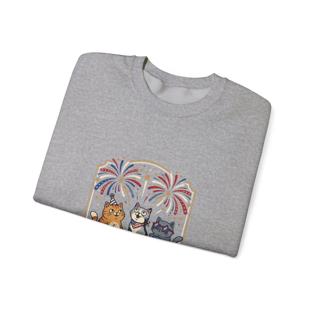 Faith & Freedom Cats July 4th Sweatshirt, Patriotic Vintage Americana