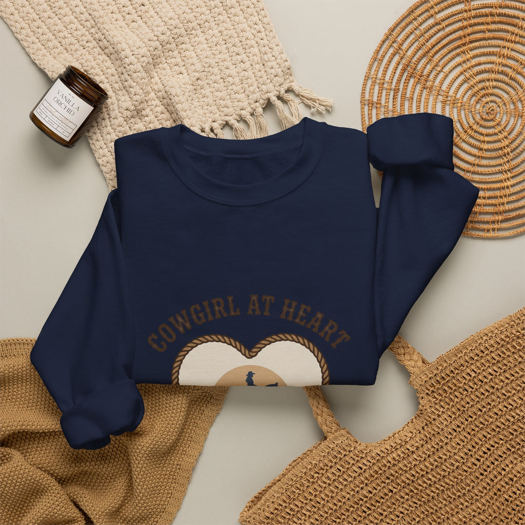 Cowgirl at Heart Sweatshirt | western rustic prairie, rodeo vintage