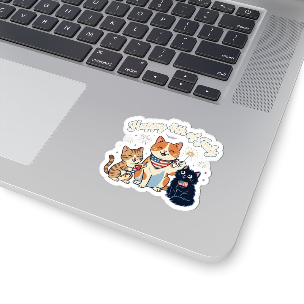 Faith & Freedom 4th of July Cats Kiss-Cut Stickers | Patriotic, Vintage Americana