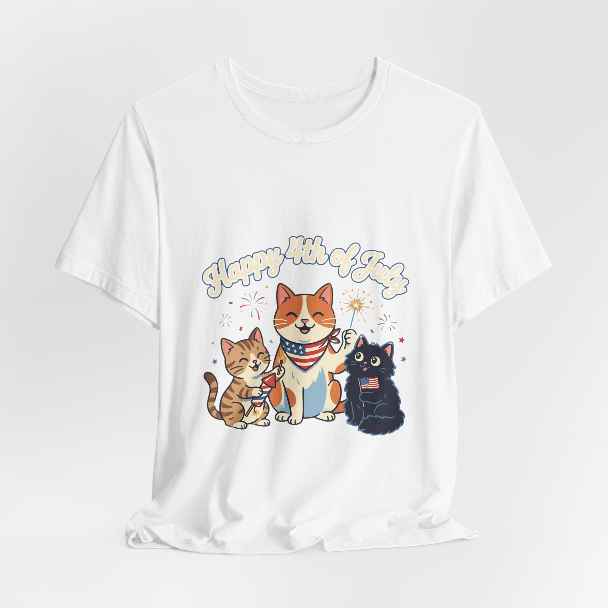 Faith & Freedom Cats Tee | Patriotic July 4th, Vintage Americana