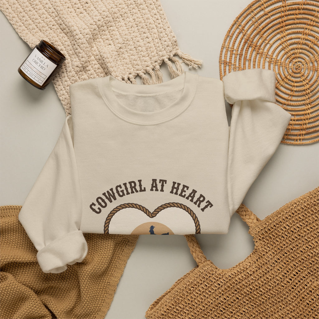 Cowgirl at Heart Sweatshirt | western rustic prairie, rodeo vintage