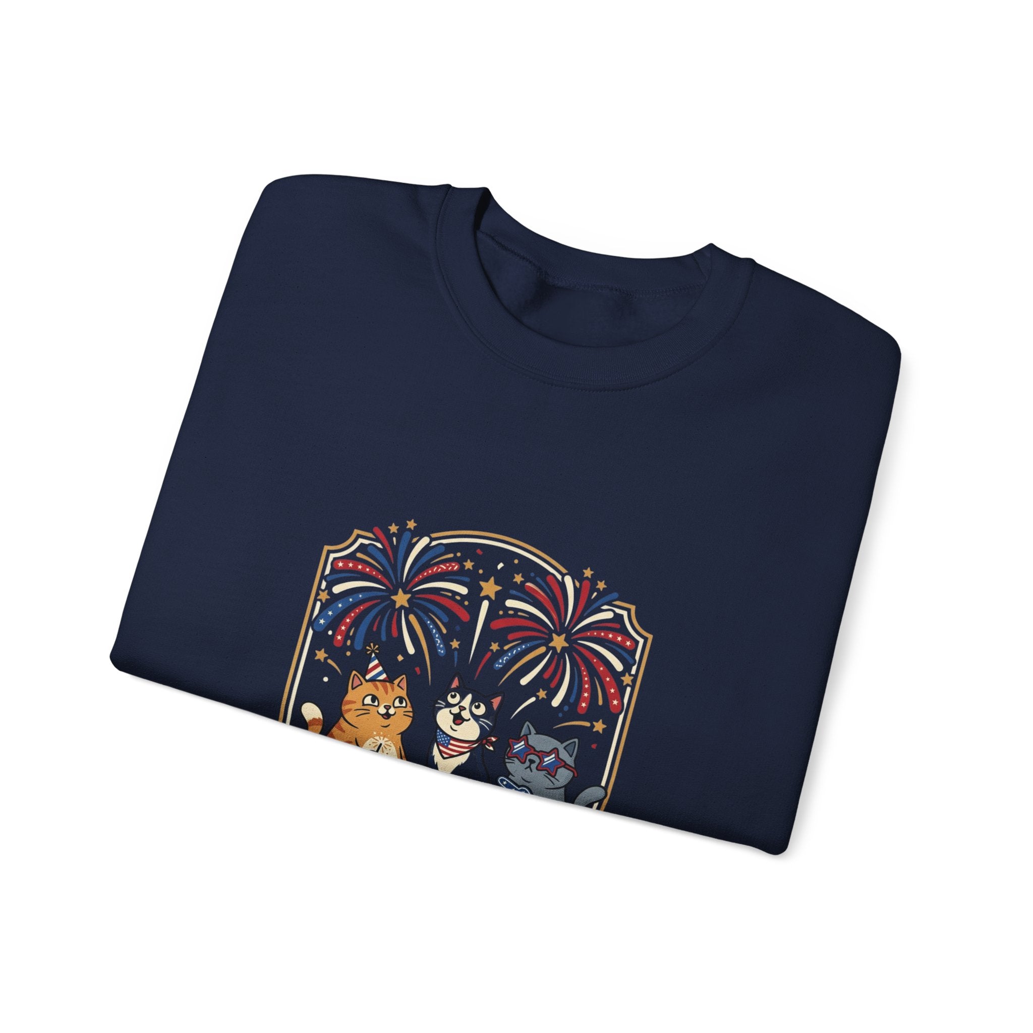 Faith & Freedom Cats July 4th Sweatshirt, Patriotic Vintage Americana