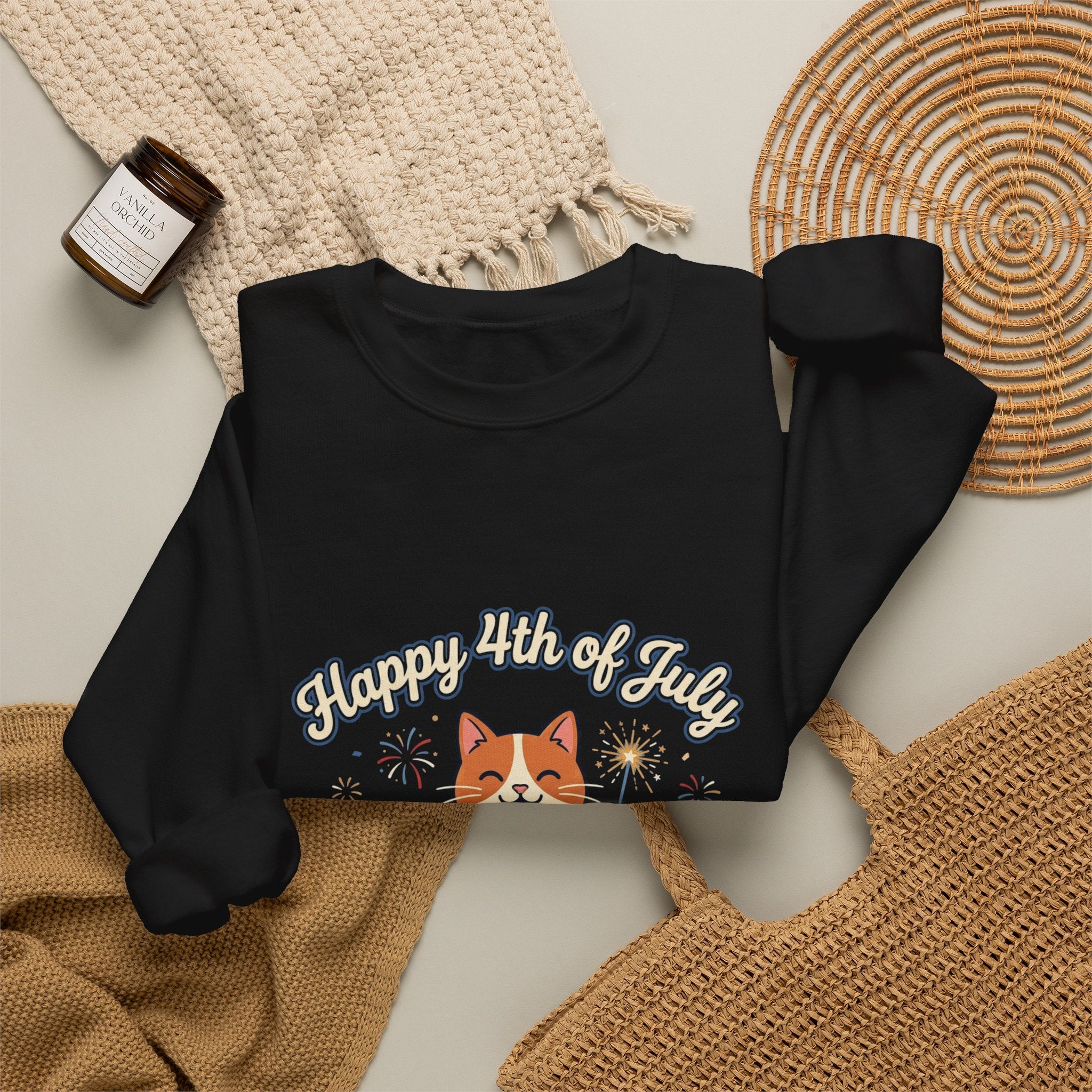 Faith & Freedom Patriotic Cats Crewneck Sweatshirt | vintage Americana, July 4th