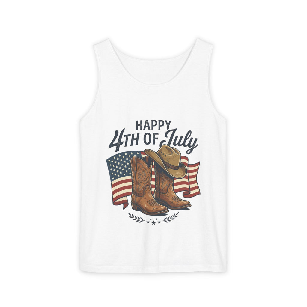 4th of July Cowboy Tank Top — Happy 4th of July Western Flag Design