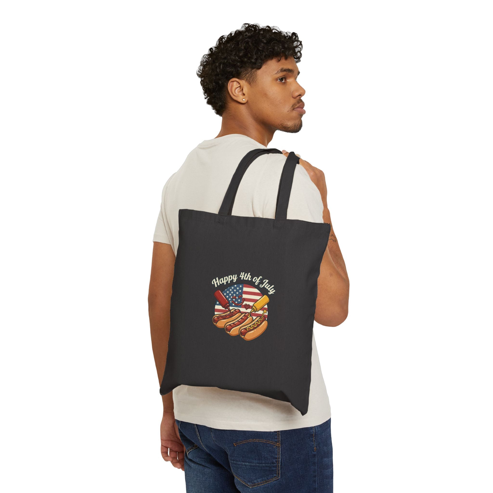 Faith & Freedom Hot Dog Americana Tote, 4th of July Patriotic Vintage