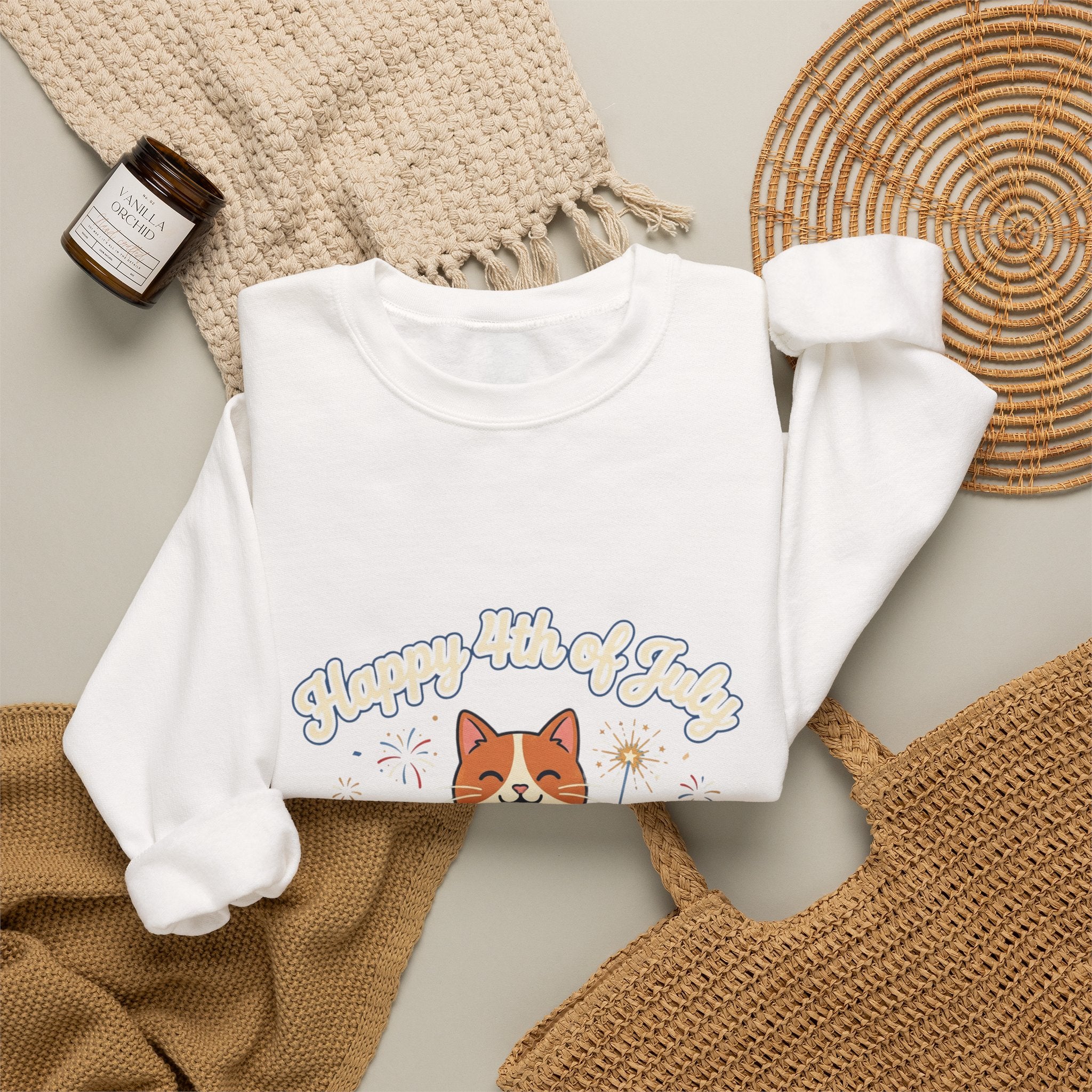 Faith & Freedom Patriotic Cats Crewneck Sweatshirt | vintage Americana, July 4th