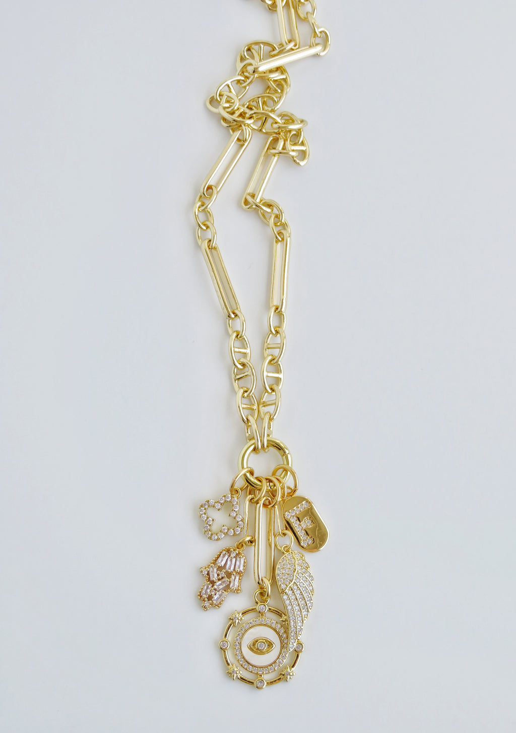 Love & Divine Guidance Charm Cluster Necklace - Sanxenxo Link