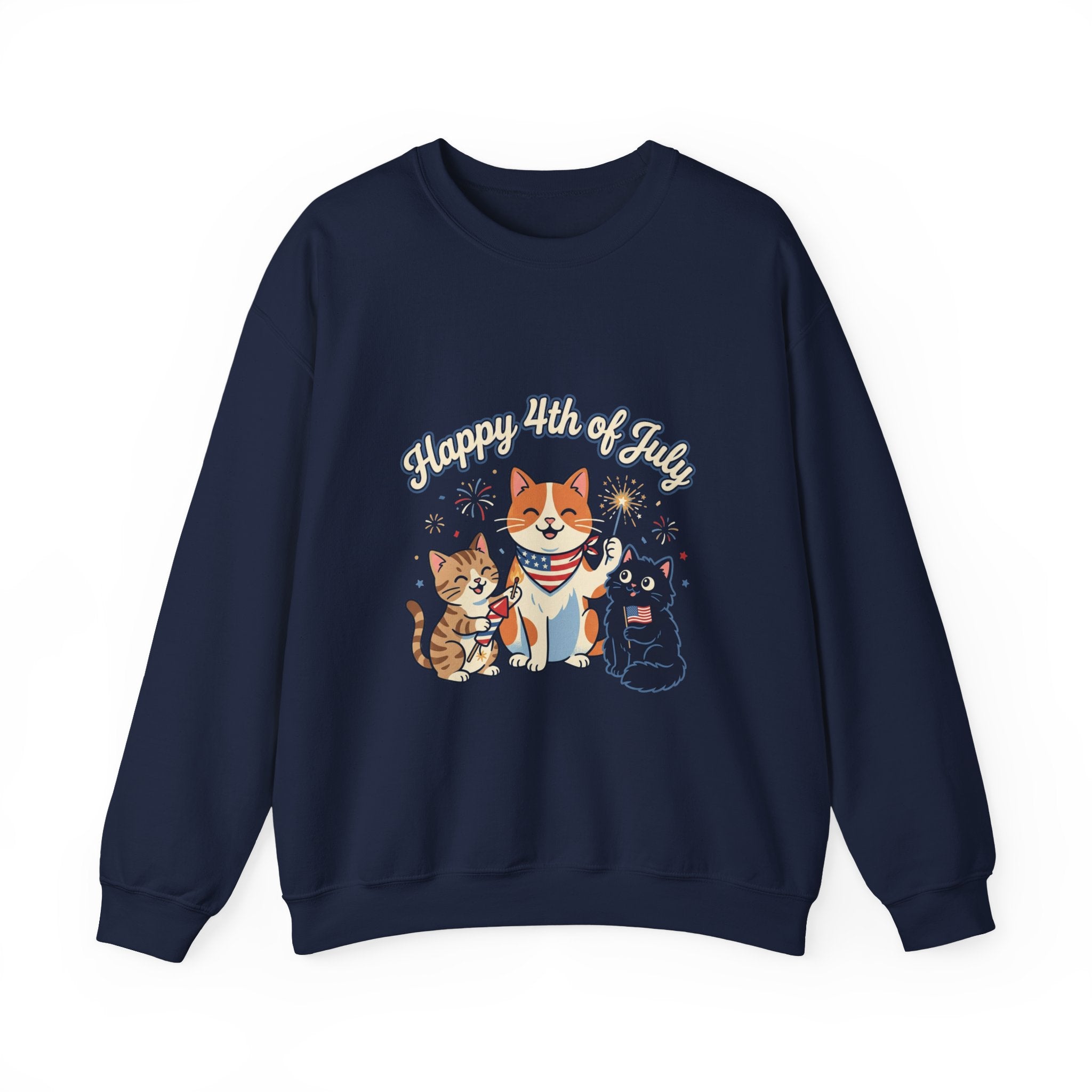 Faith & Freedom Patriotic Cats Crewneck Sweatshirt | vintage Americana, July 4th