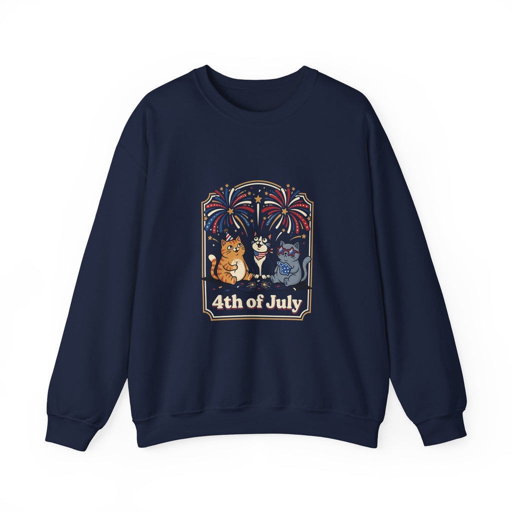 Faith & Freedom Cats July 4th Sweatshirt, Patriotic Vintage Americana
