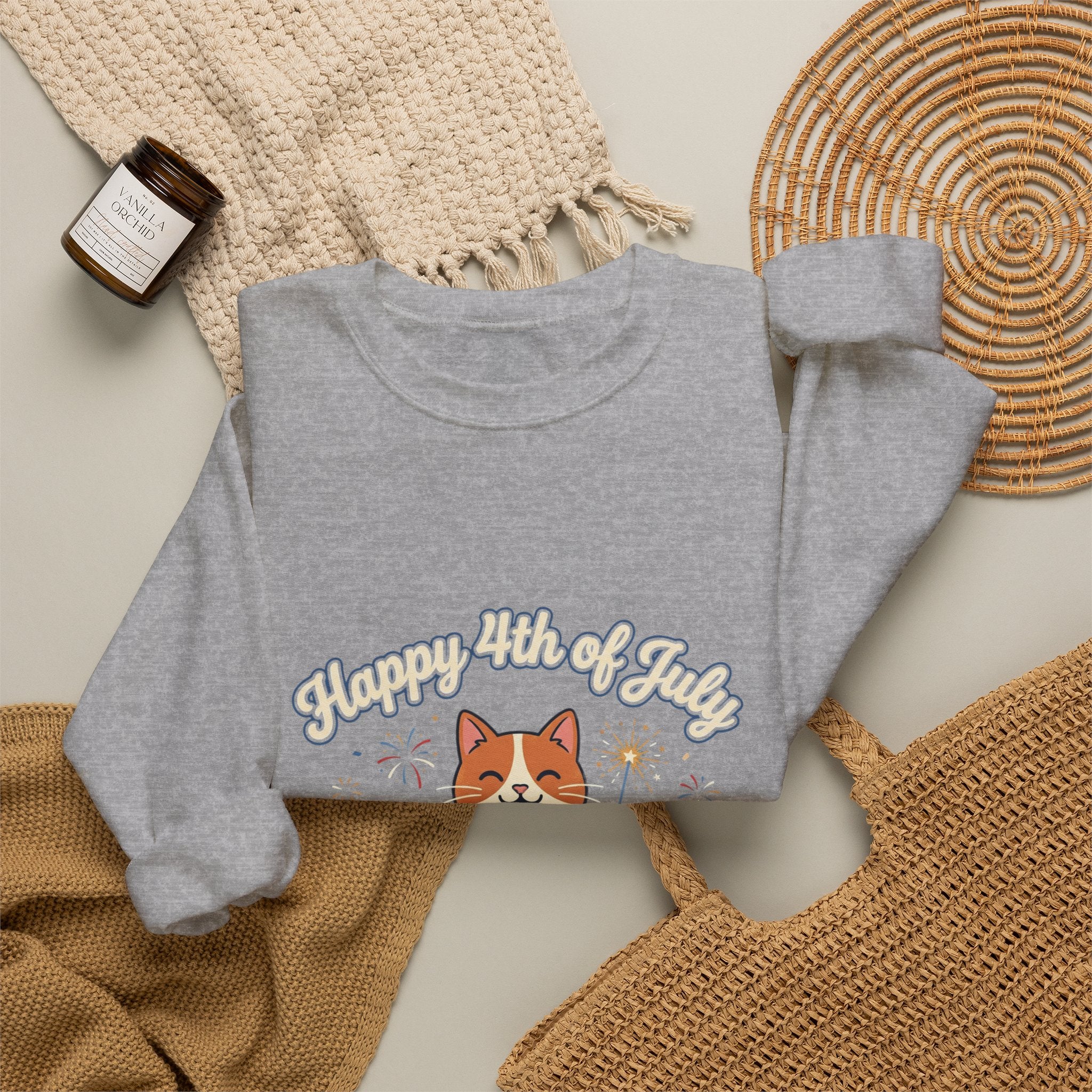 Faith & Freedom Patriotic Cats Crewneck Sweatshirt | vintage Americana, July 4th