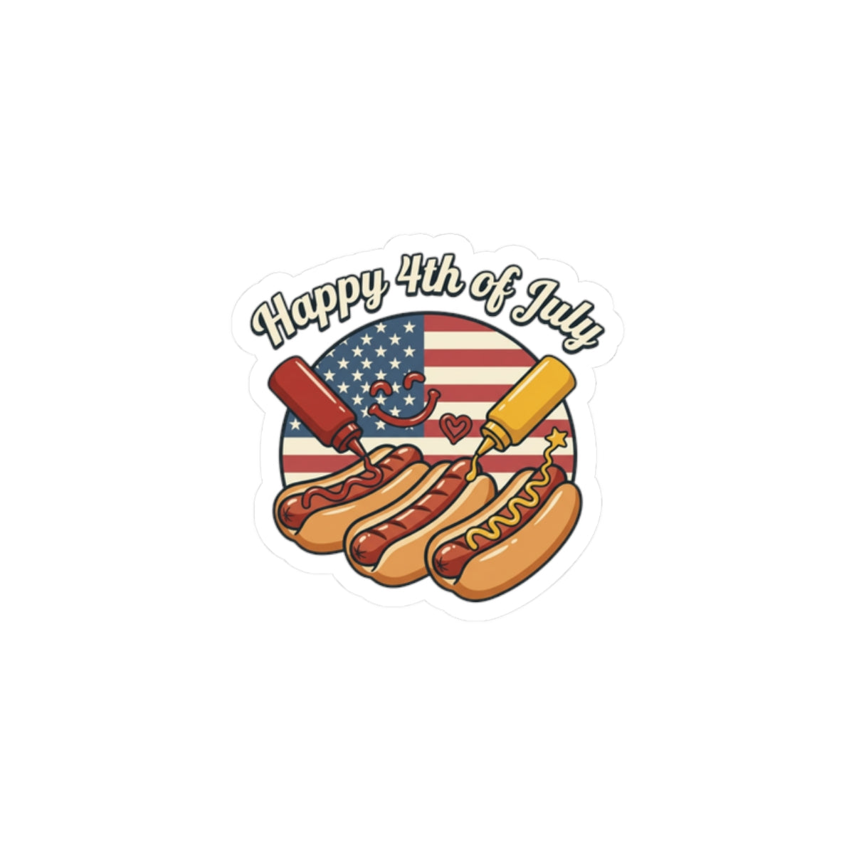 Happy 4th of July Hot Dogs Sticker | patriotic, vintage Americana