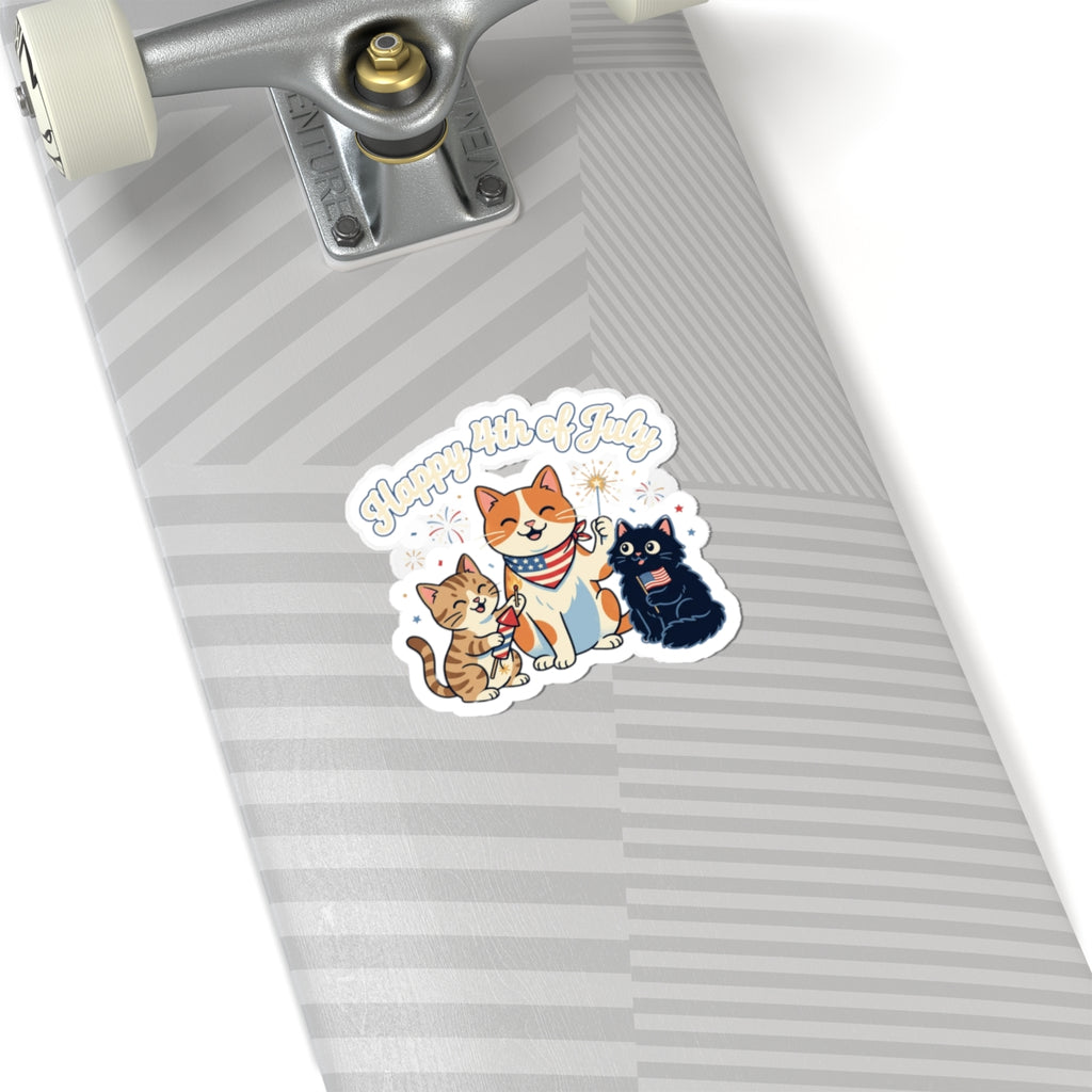 Faith & Freedom 4th of July Cats Kiss-Cut Stickers | Patriotic, Vintage Americana