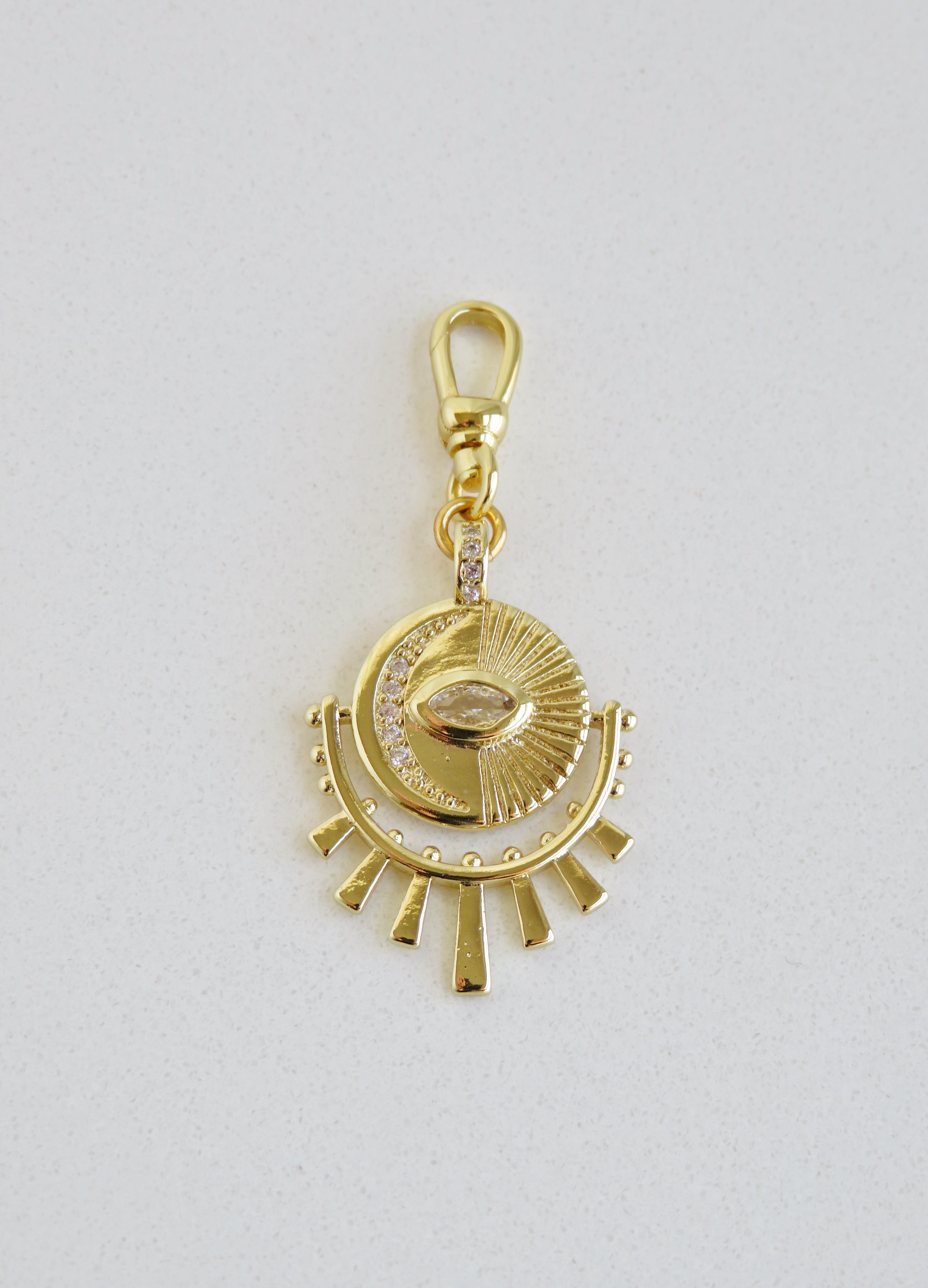 Aurora Diamond Evil Eye Pendant with Swivel Clasp