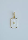 White Enamel Northern Star Tag with Diamond Hinged Clasp