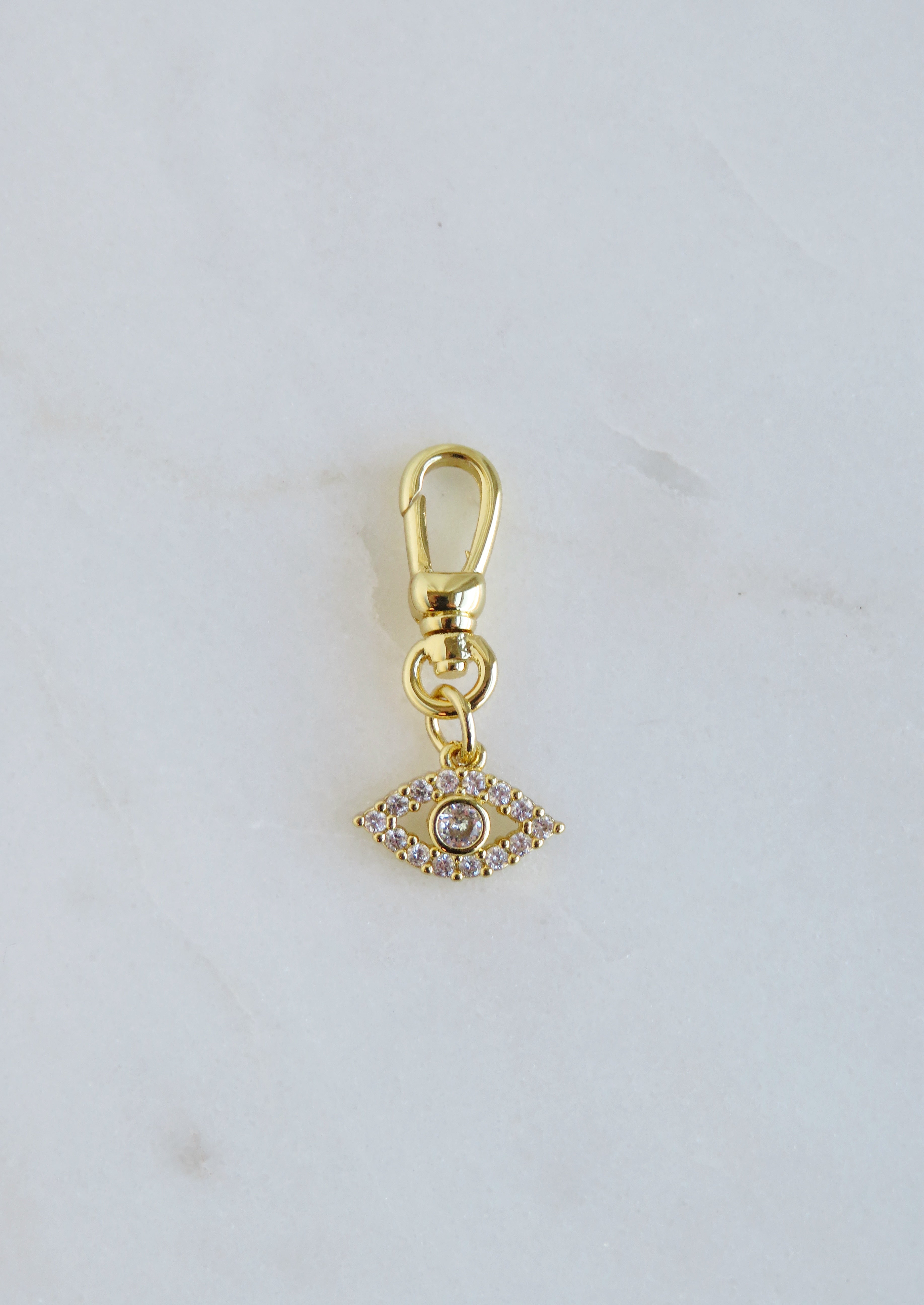 Amber Evil Eye Charm on Swivel Clasp