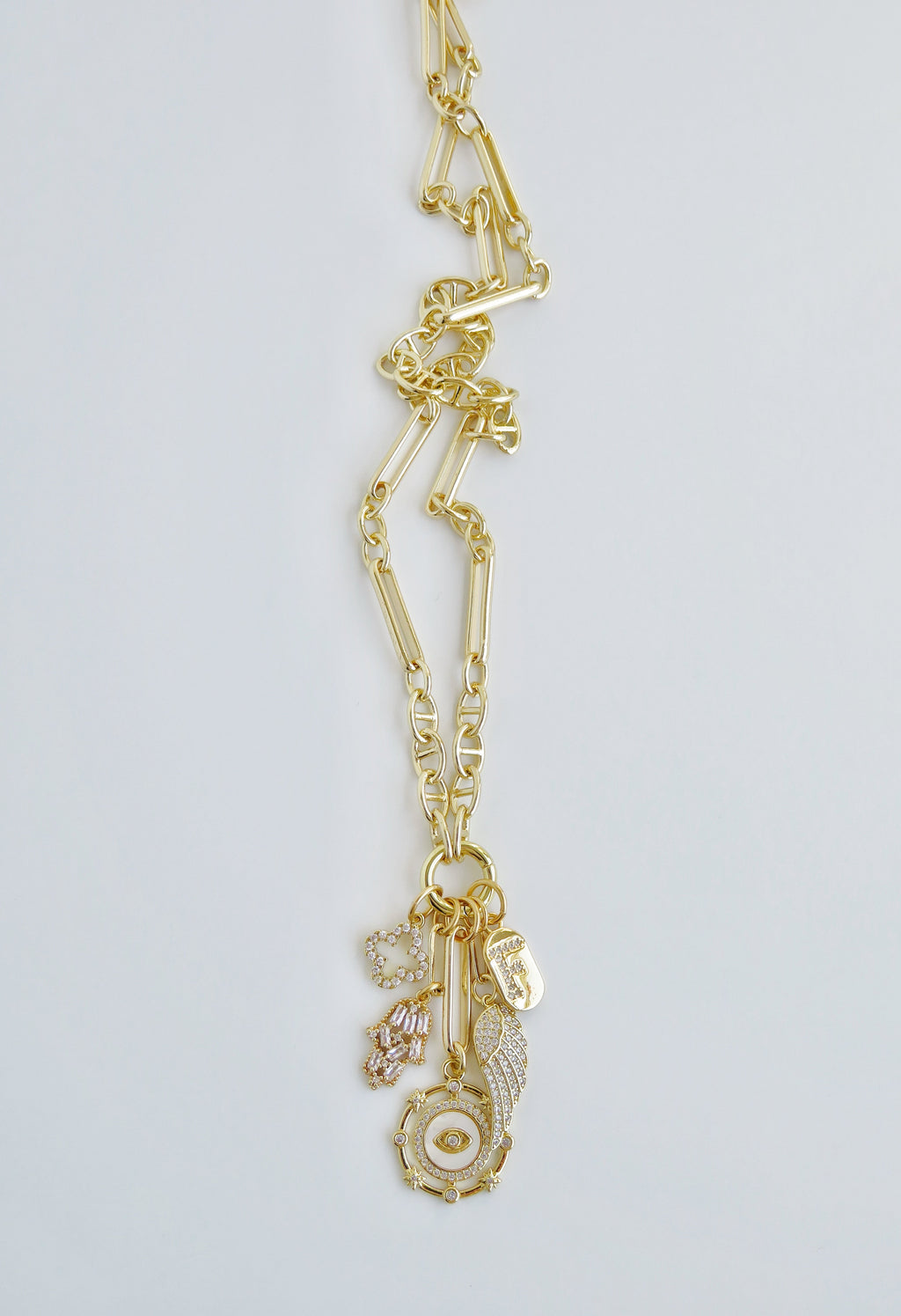Love & Divine Guidance Charm Cluster Necklace - Sanxenxo Link