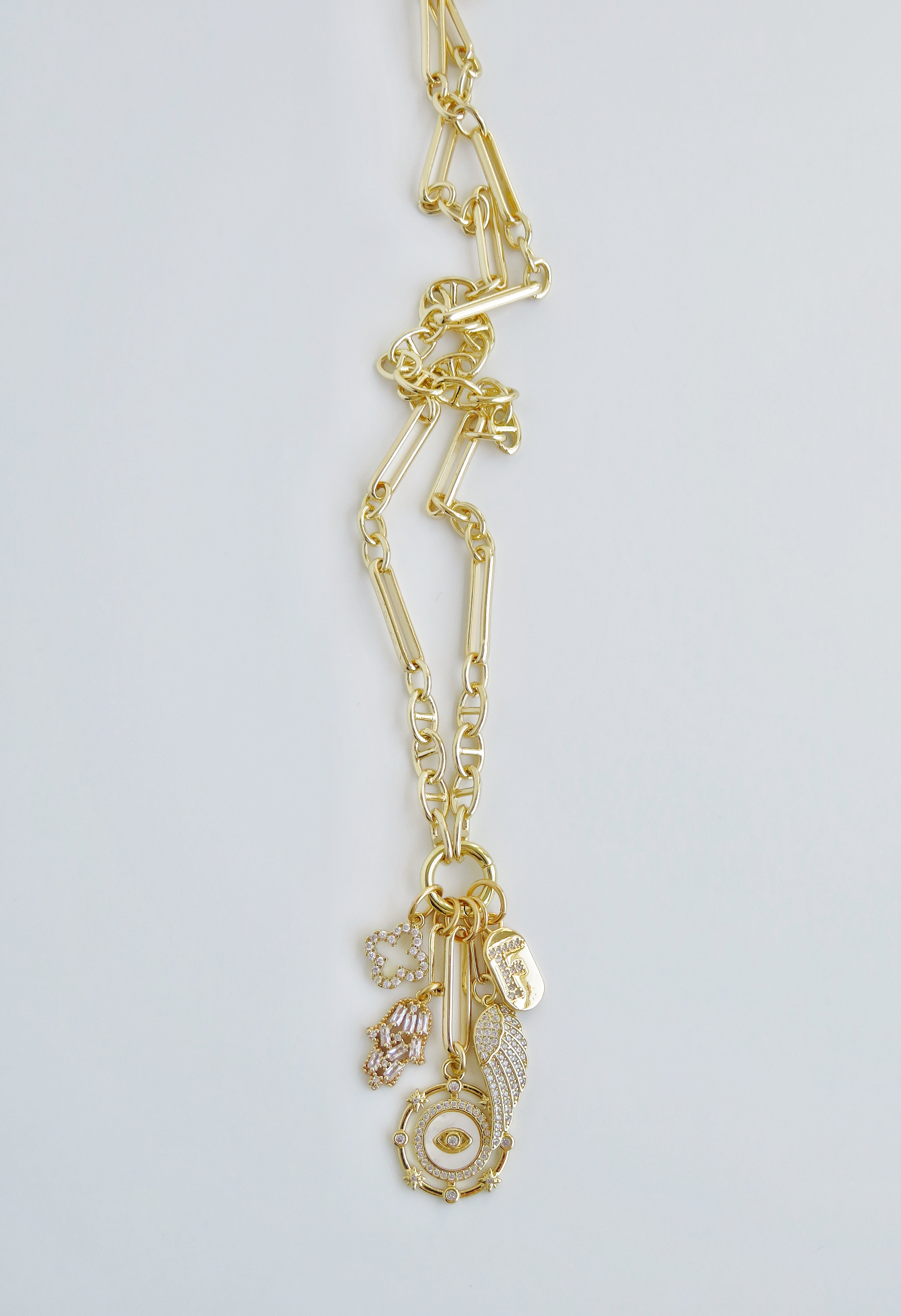 Love & Divine Guidance Charm Cluster Necklace - Sanxenxo Link