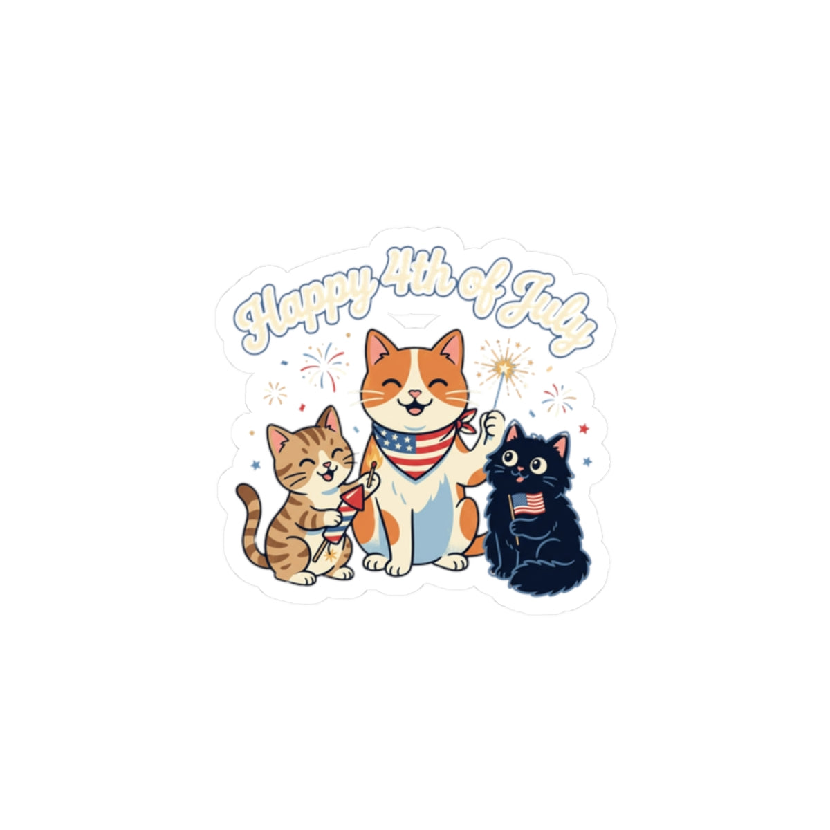 Faith & Freedom 4th of July Cats Kiss-Cut Stickers | Patriotic, Vintage Americana
