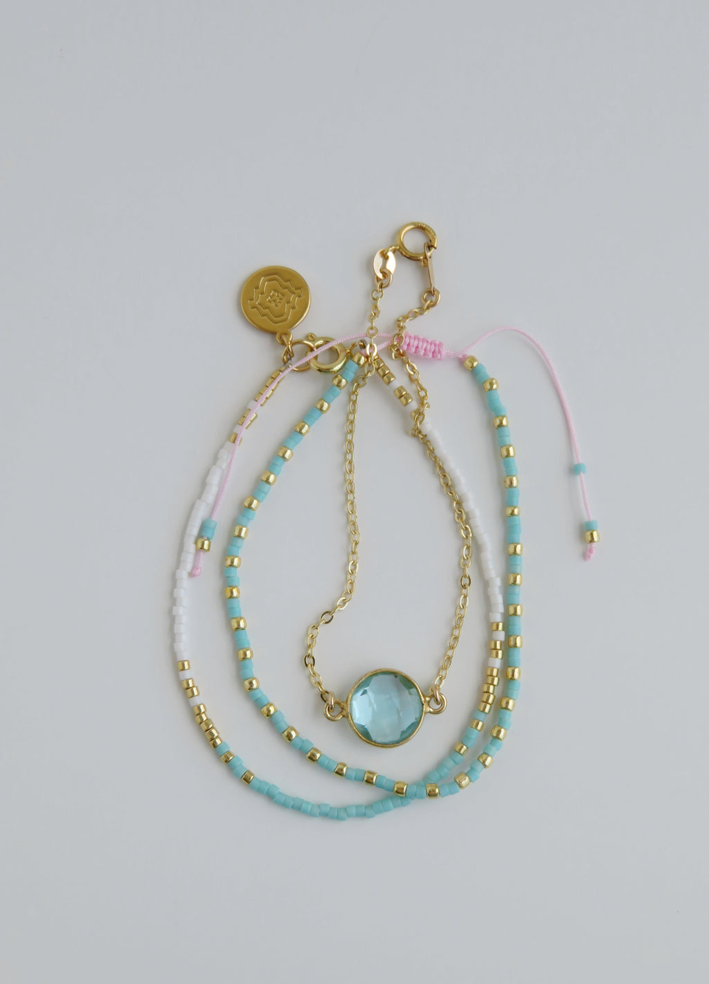Aqua Crystal Shimmer - Beaded Wrist Stack