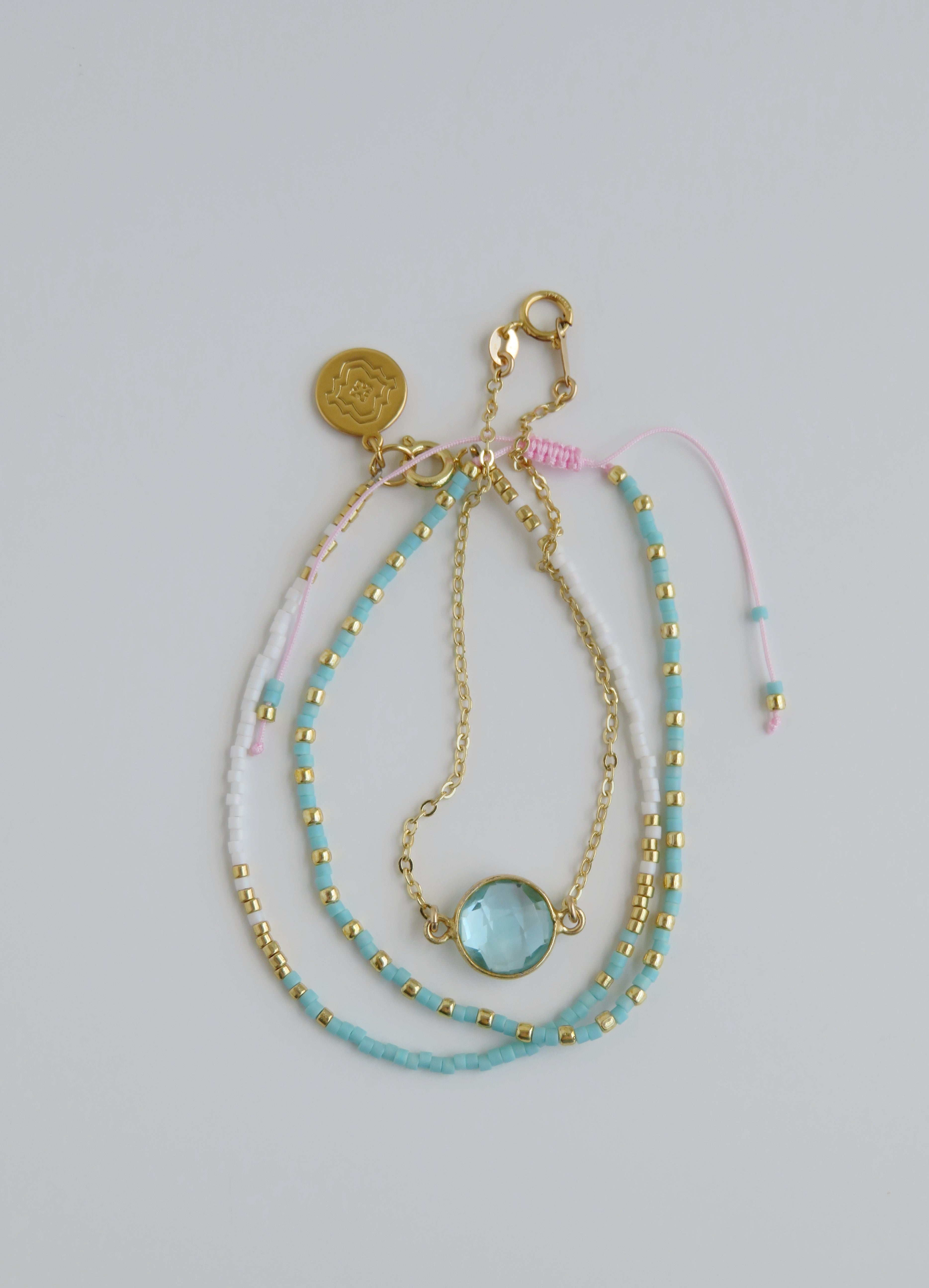 Aqua Crystal Shimmer - Beaded Wrist Stack