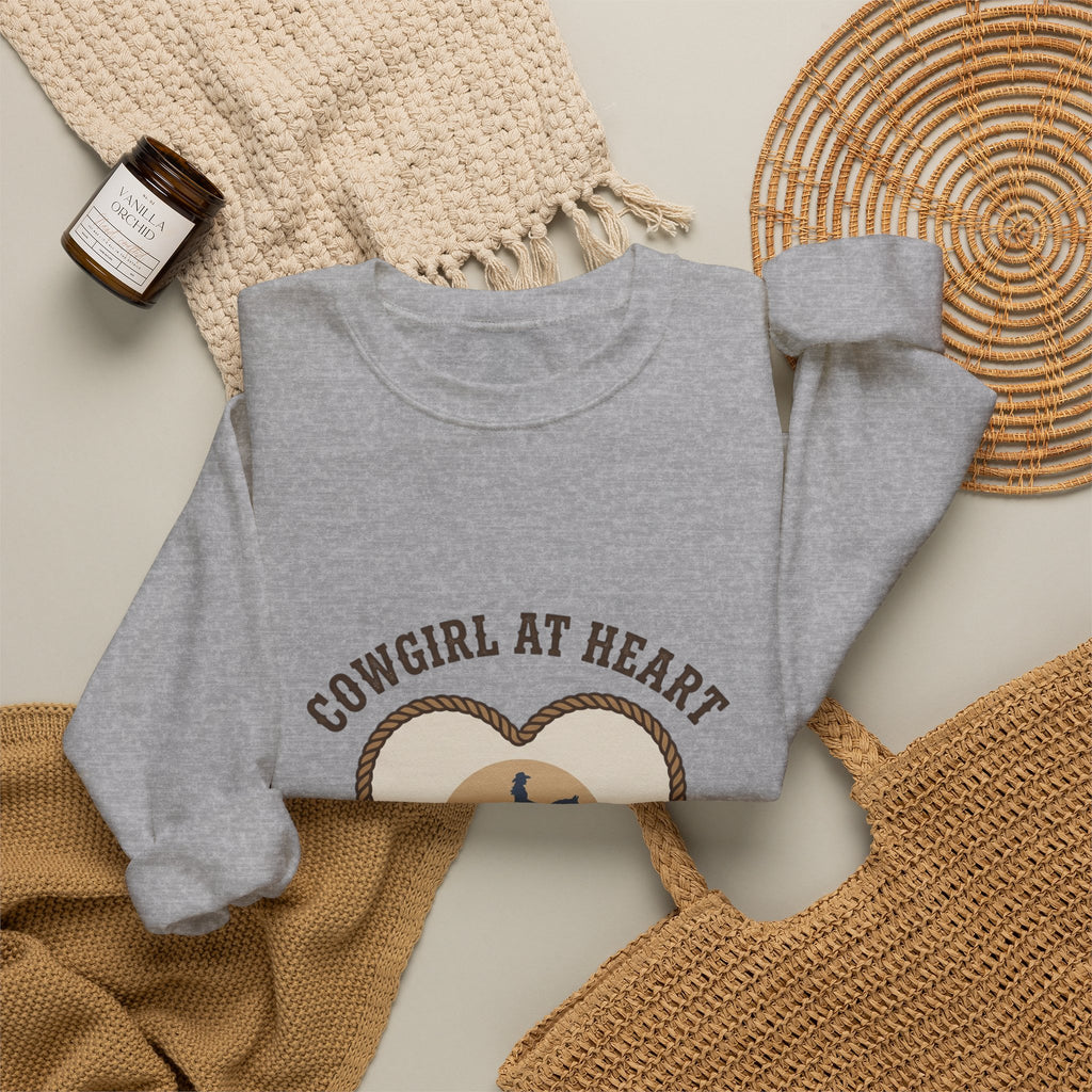 Cowgirl at Heart Sweatshirt | western rustic prairie, rodeo vintage
