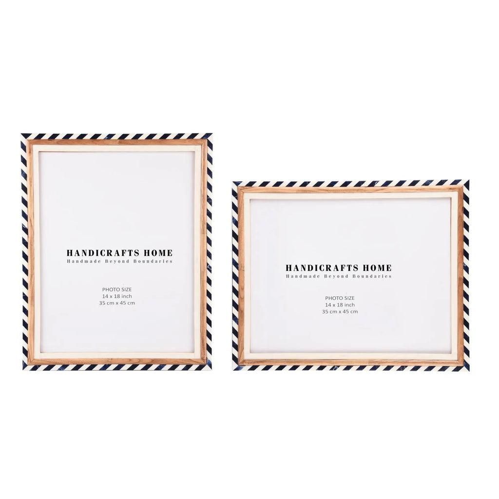 Picture Frame Marquet Bevel Collection Resin Inlay Blue White Pack of 2 Available in 7 Sizes