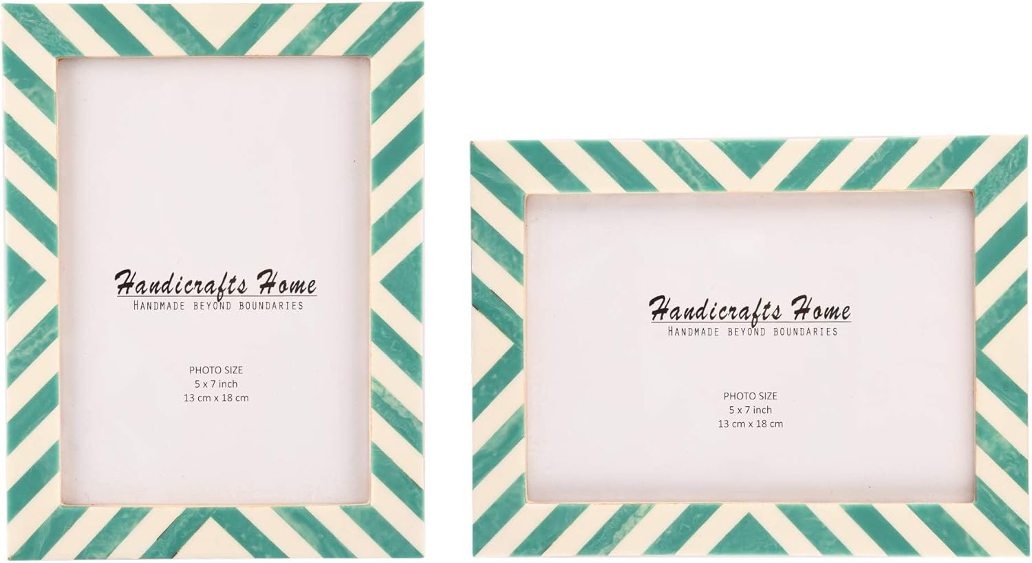 Candy Cane Mint Resin Inlay Picture Frame, Green - White, 3 Sizes (Set of 2)
