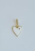 White Enamel Heart Charm on Diamond Hinged Clasp
