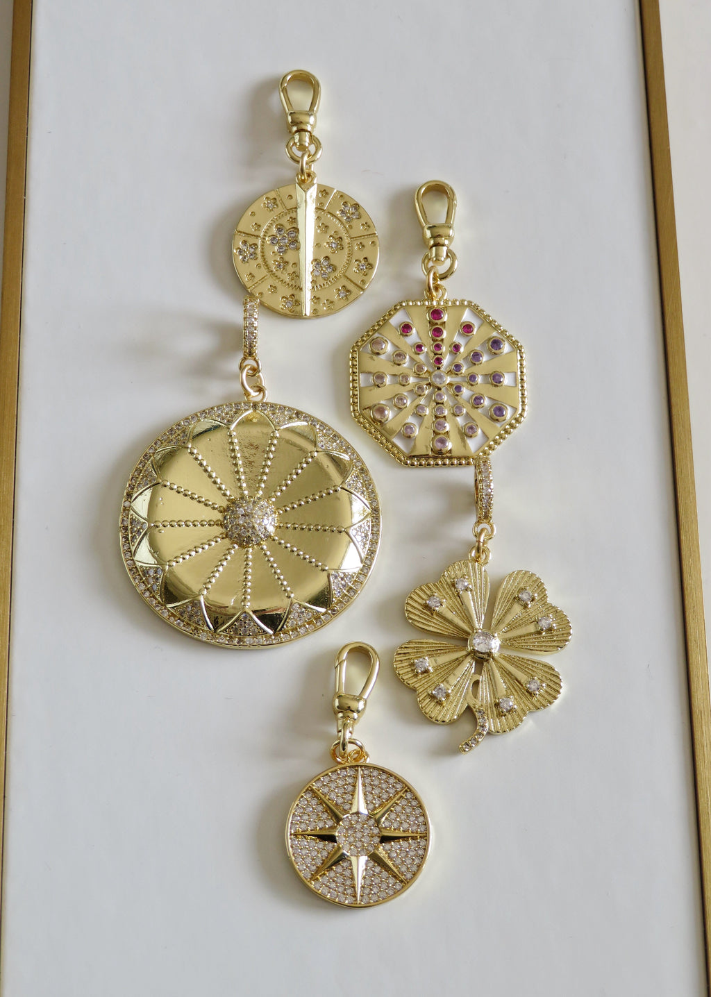 Blossoms with Thorn Sundial Charm on Swivel Clasp