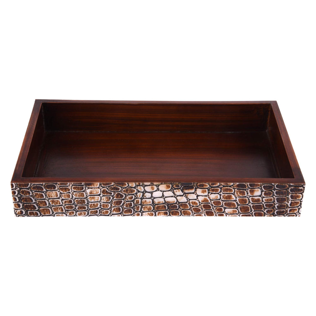 Vanity Trays Parlour Snap Collection Bone Inlay, Brown, 10" x 6"
