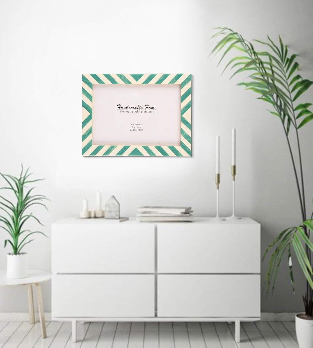 Candy Cane Mint Resin Inlay Picture Frame, Green - White, 3 Sizes (Set of 2)