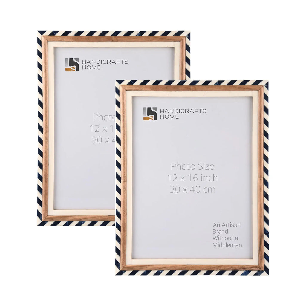 Picture Frame Marquet Bevel Collection Resin Inlay Blue White Pack of 2 Available in 7 Sizes