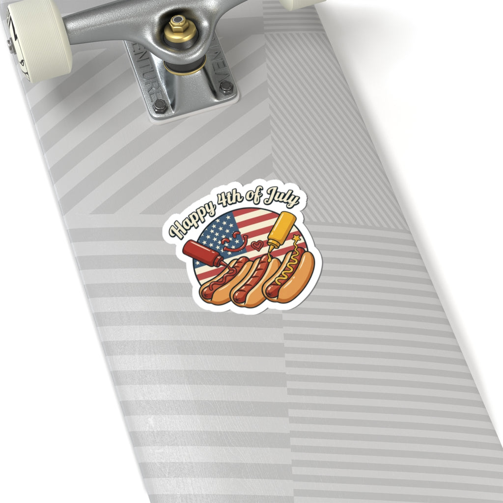 Happy 4th of July Hot Dogs Sticker | patriotic, vintage Americana