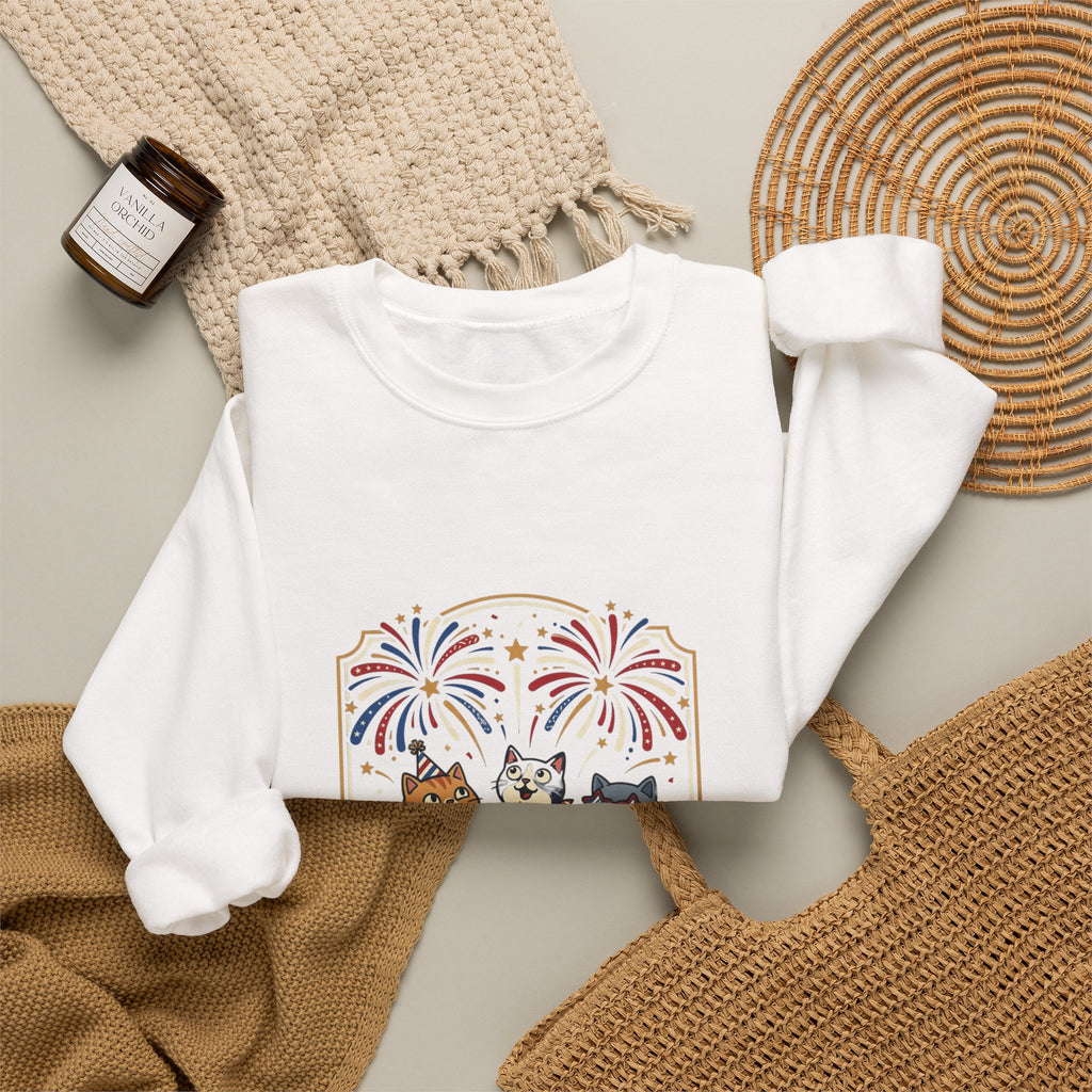 Faith & Freedom Cats July 4th Sweatshirt, Patriotic Vintage Americana