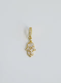 Baguette Diamond Hamsa - Hand of God Charm on Diamond Hinged Clasp
