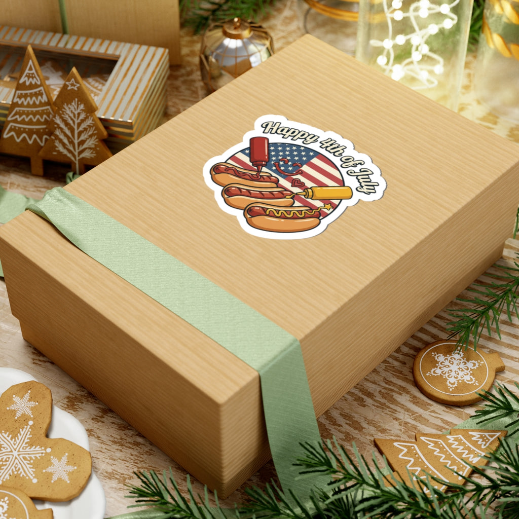 Happy 4th of July Hot Dogs Sticker | patriotic, vintage Americana