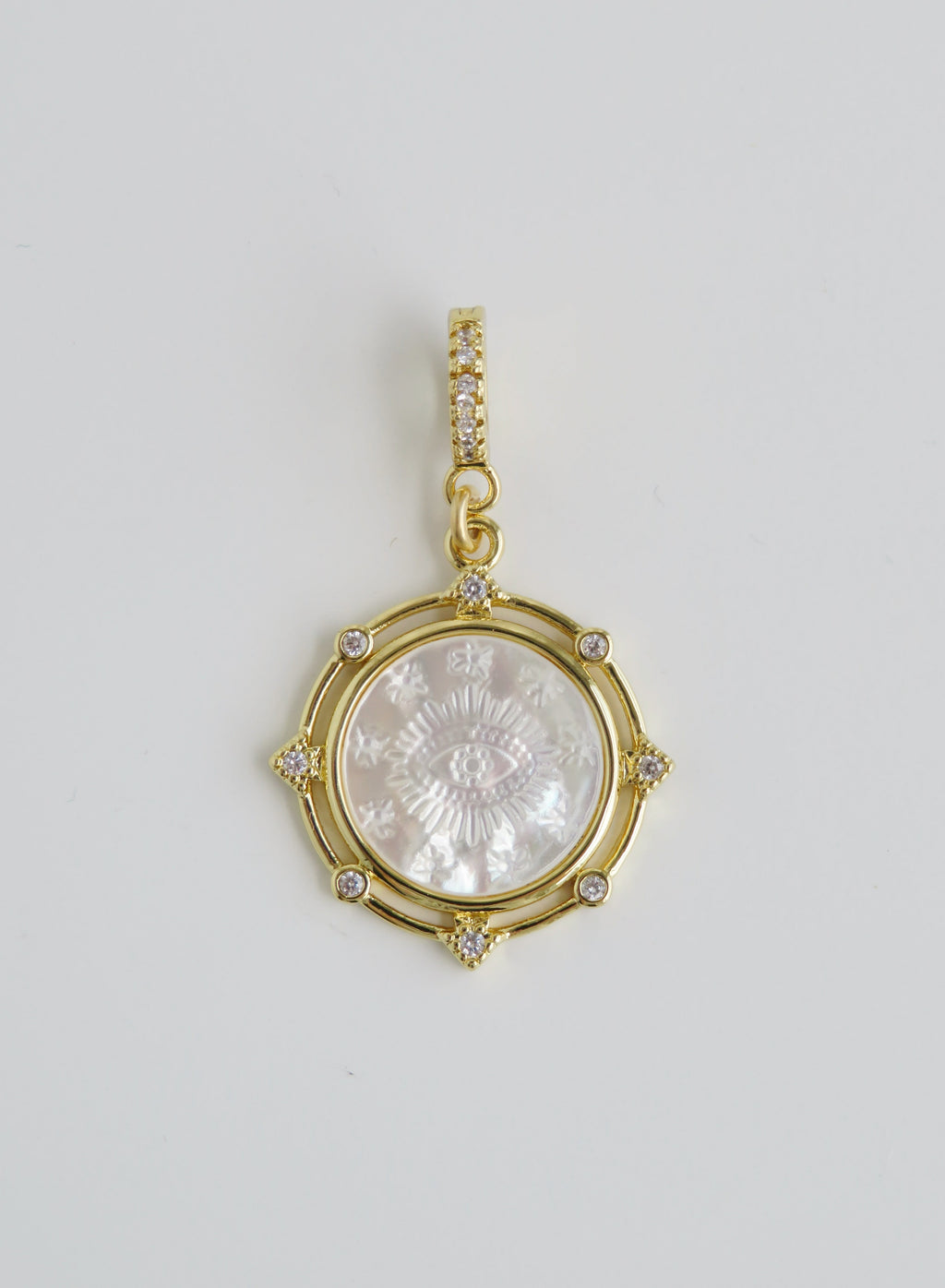 Celestial Perla Evil Eye Medallion with Hinged Clasp