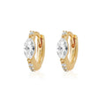 Petite Marquise Diamond Huggie Hoops - Sterling Silver