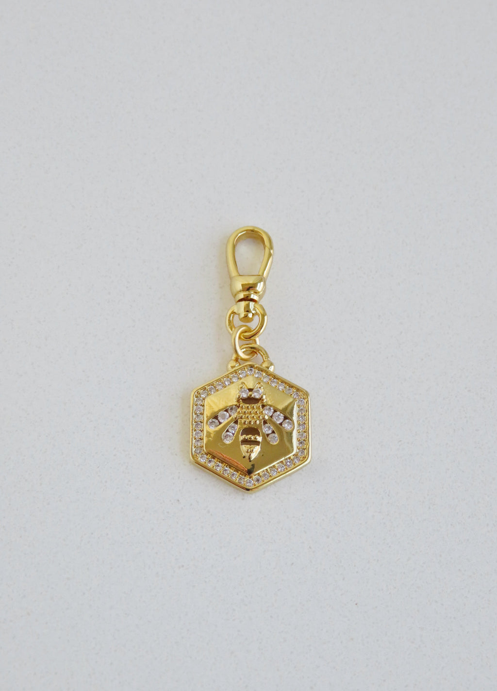 Hexagon Bee Charm with Swivel Clasp