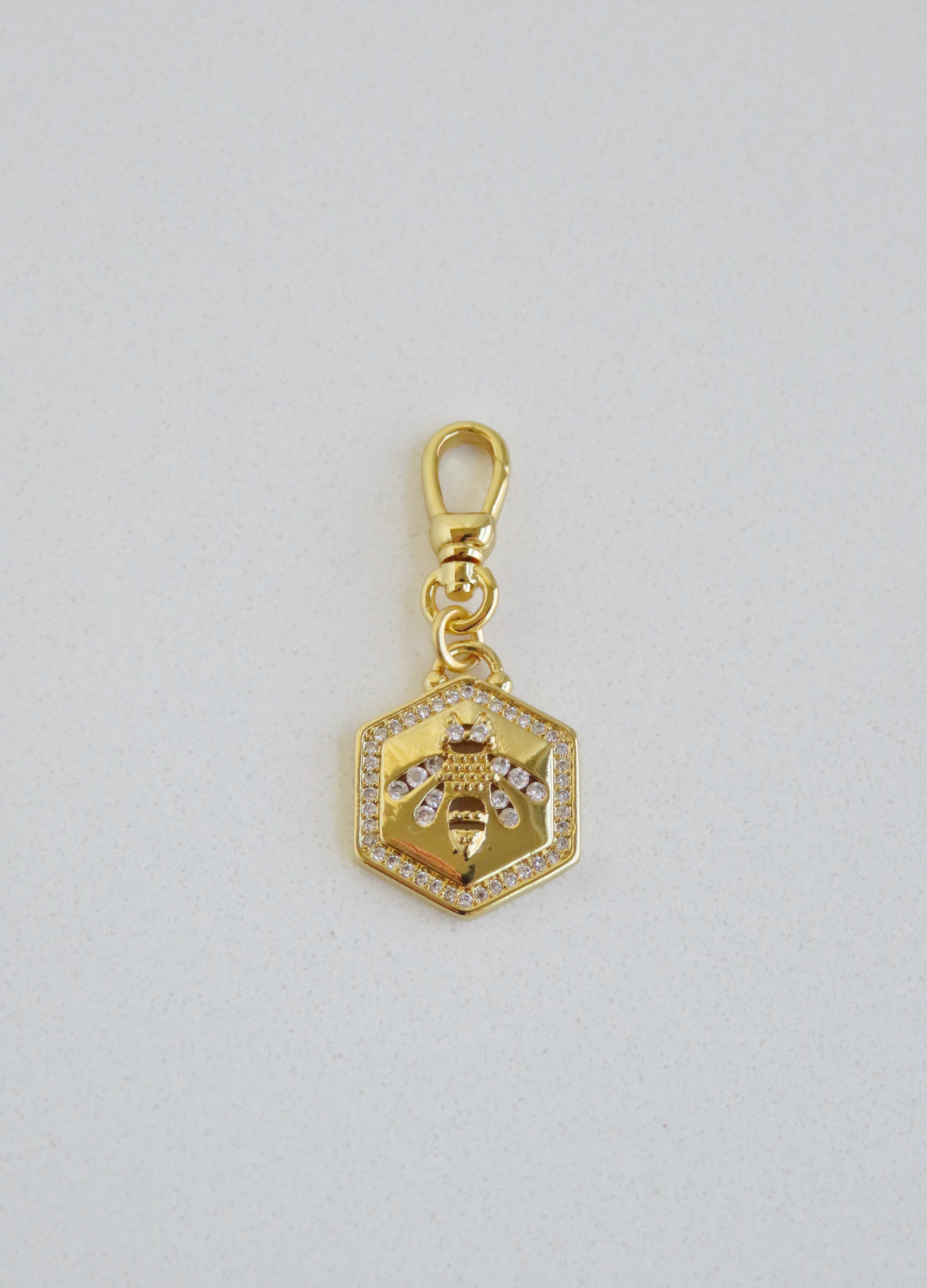Hexagon Bee Charm with Swivel Clasp
