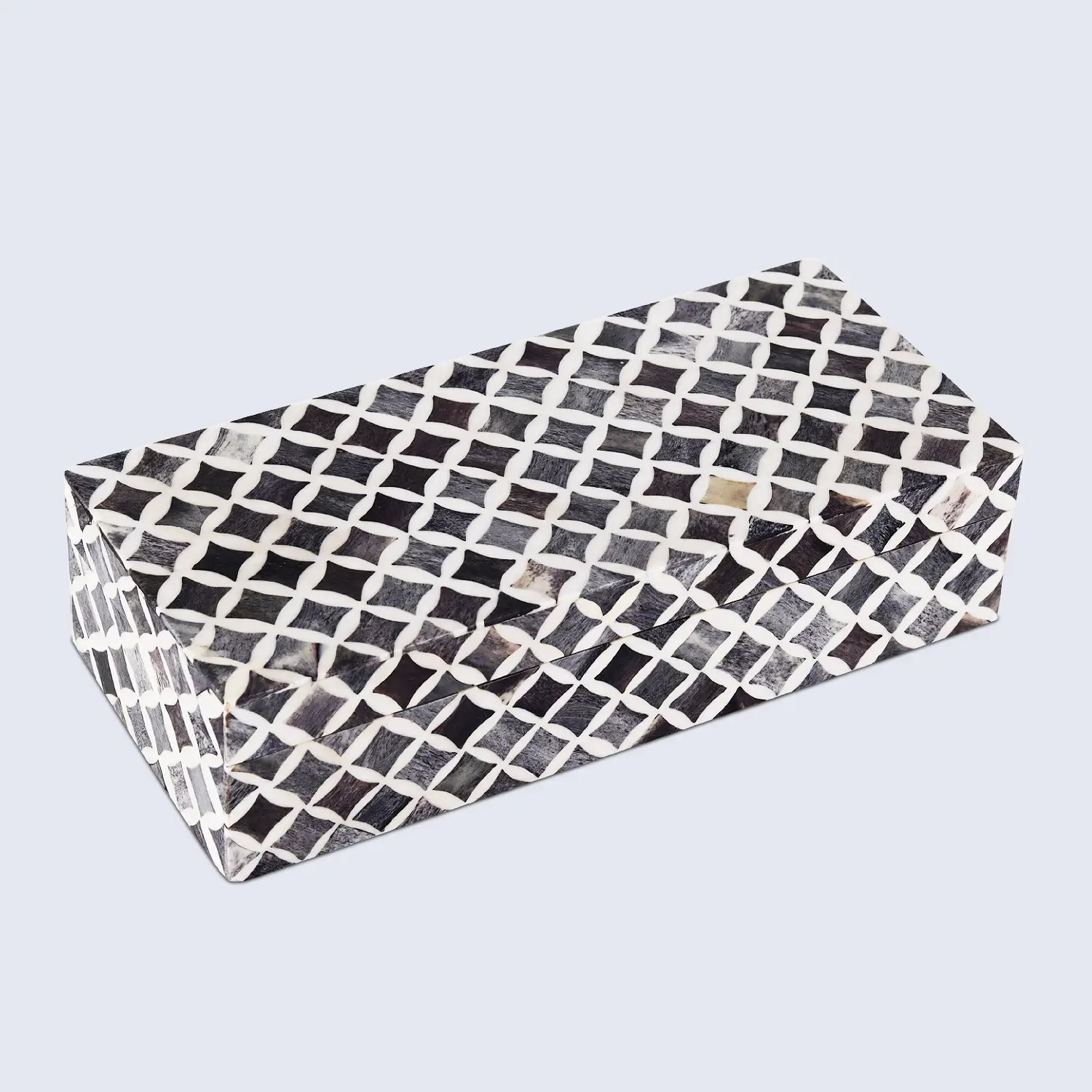 Decorative Storage Box Star Pattern  Bone & Resin Inlay - Grey, 7 Sizes
