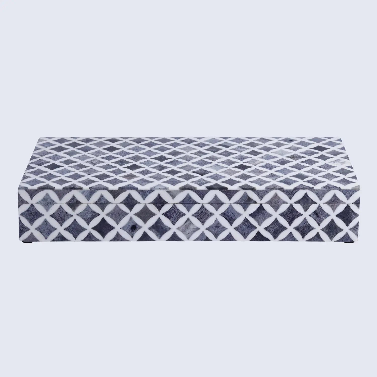 Decorative Storage Box Star Pattern  Bone & Resin Inlay - Grey, 7 Sizes