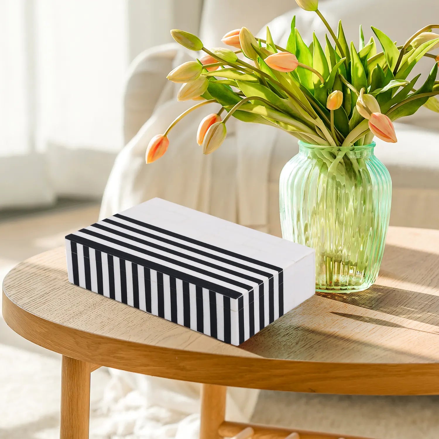 Black White Resin Inlay Decorative Storage Box – Mono Lead Collection (7 Sizes)