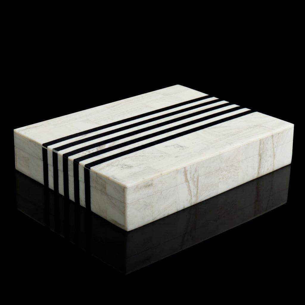 Black White Resin Inlay Decorative Storage Box – Mono Sprint Collection (7 Sizes)
