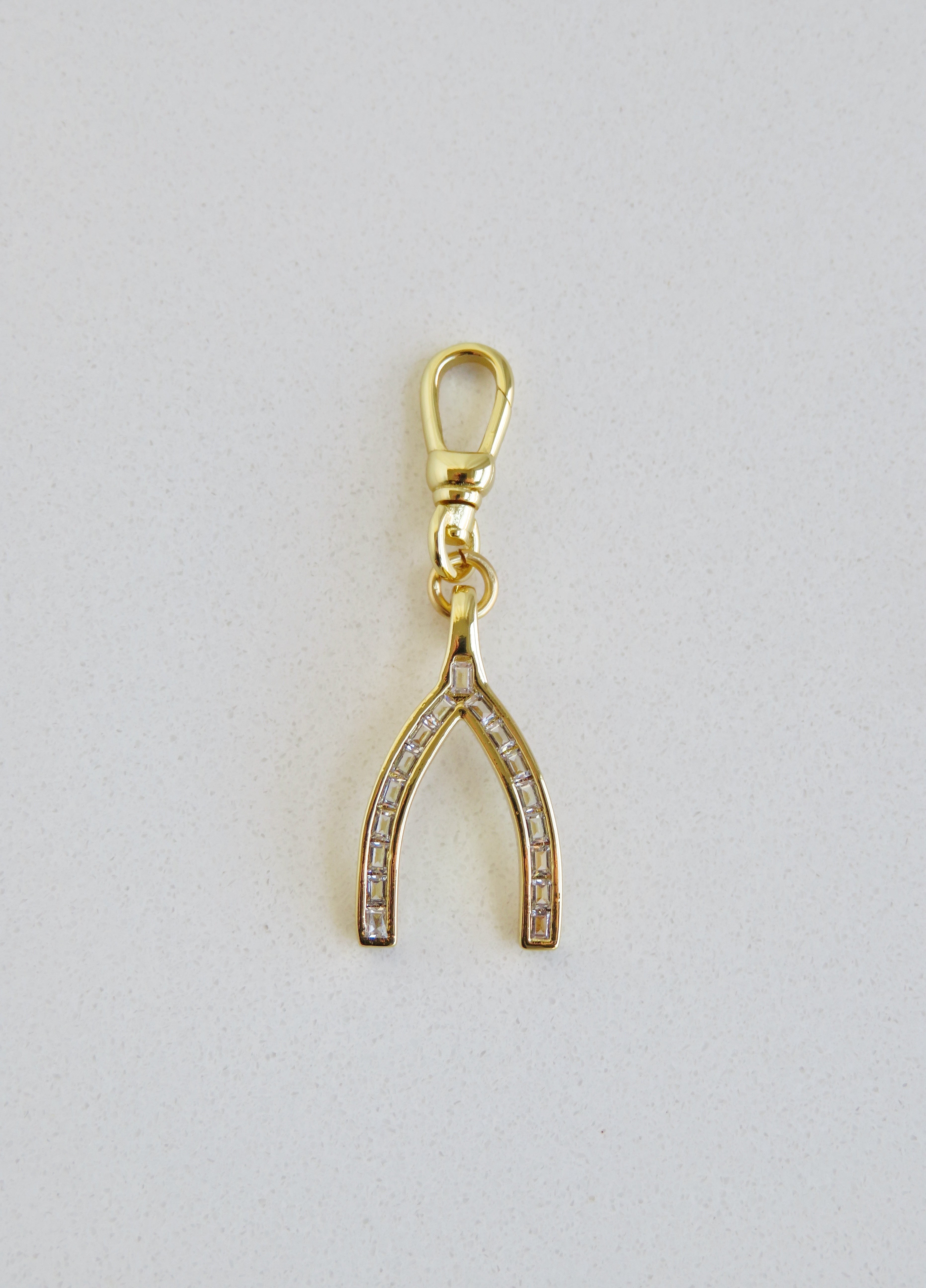 Diamond Wishbone Charm with Swivel Clasp