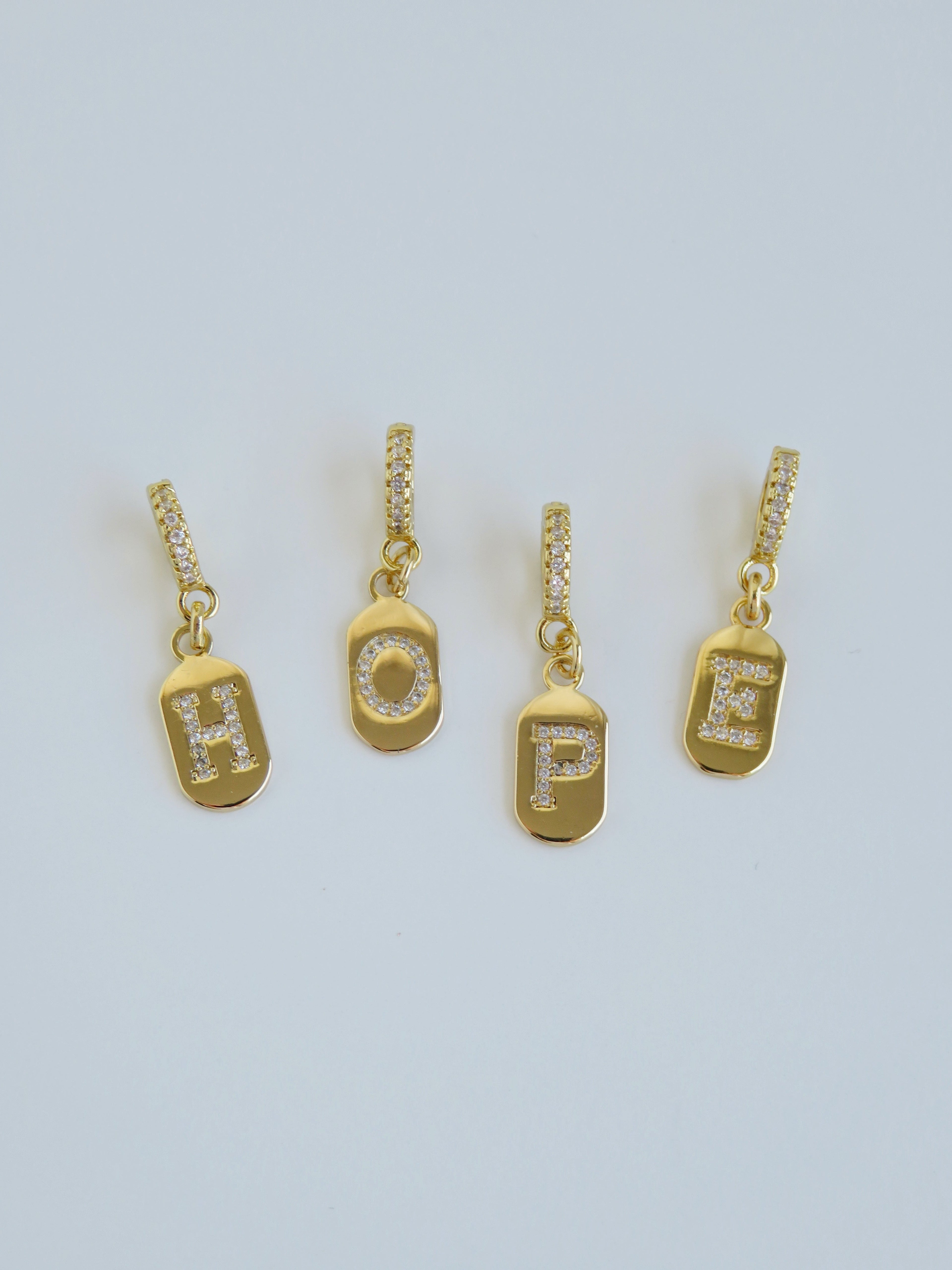 Diamond Initial Tag Charm with Diamond Clasp
