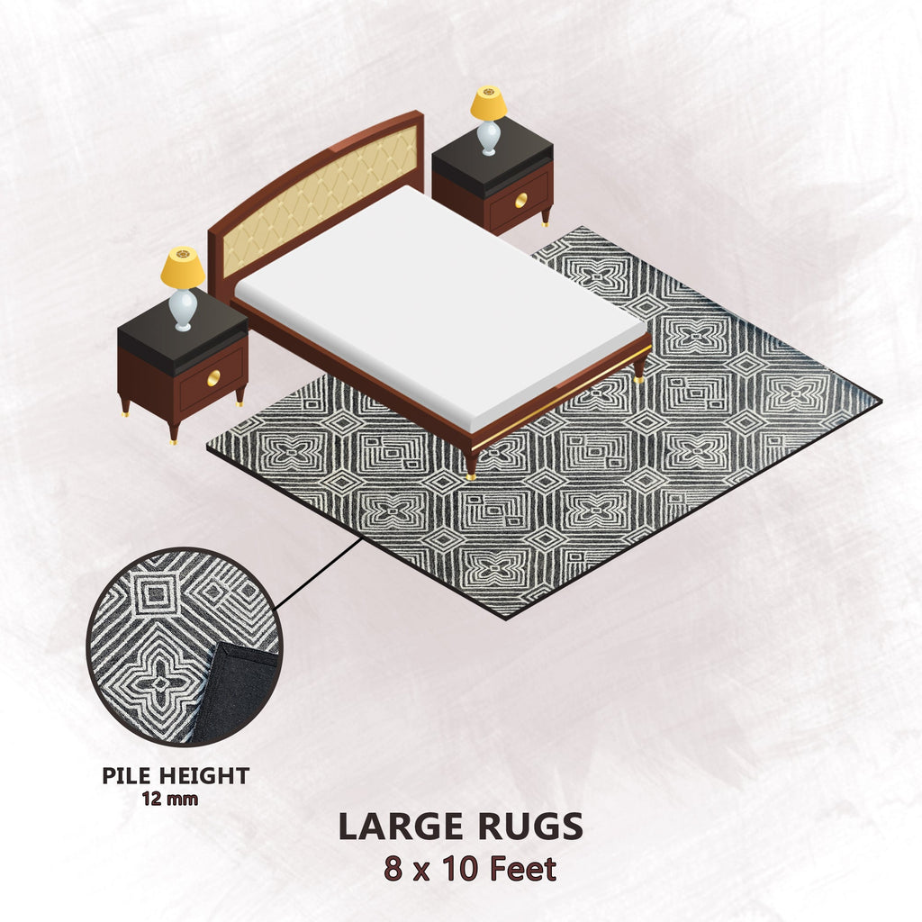 Premium Hand-Tufted Rug Made of 100% Wool  - Echos - 8x10 Feet