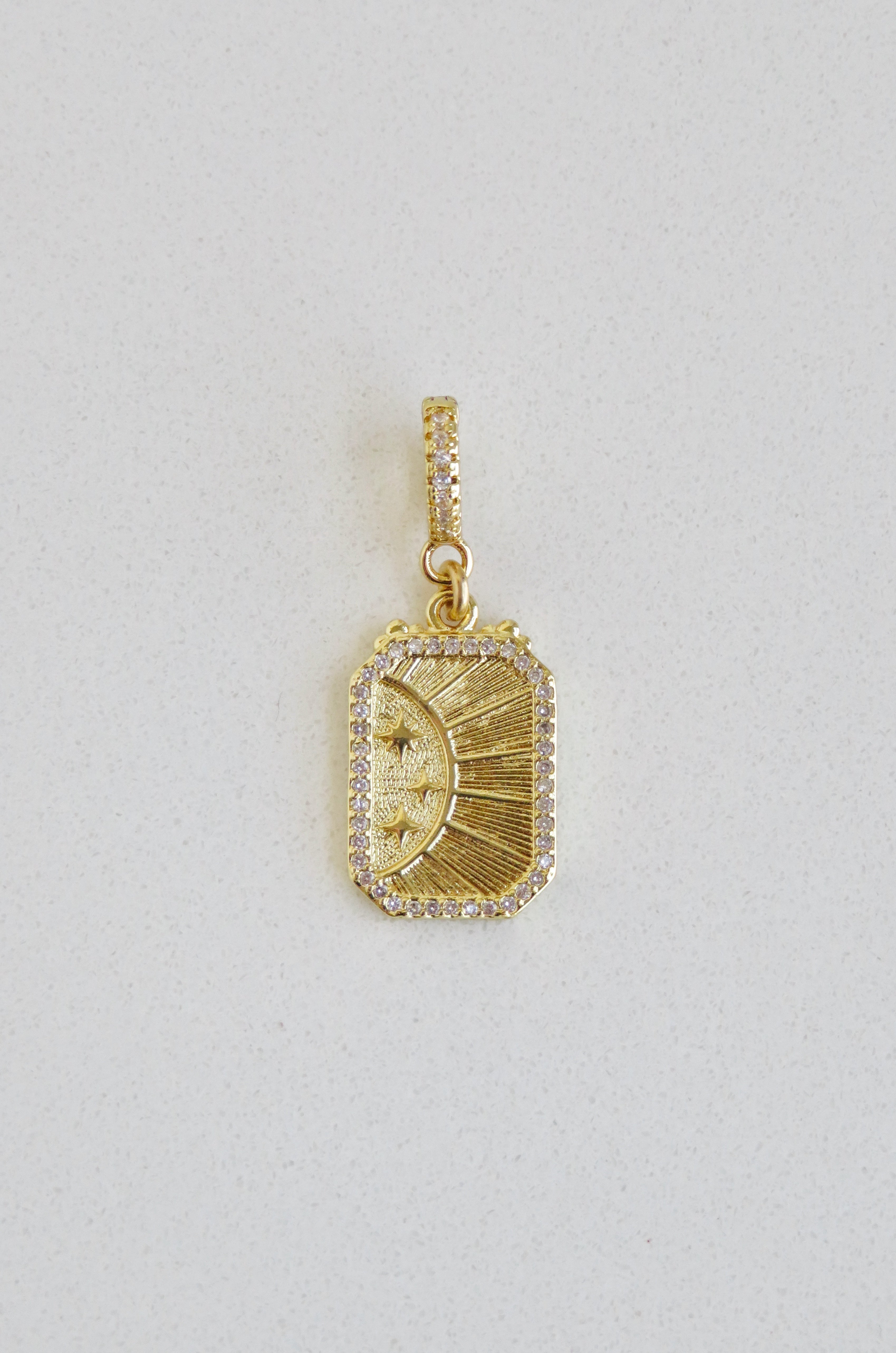 Diamond Sun Tag Charm on Diamond Hinged Clasp